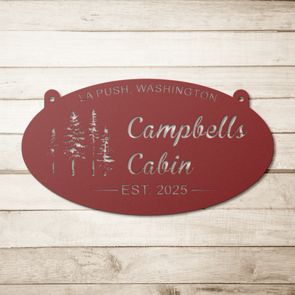 personalized metal cabin name sign for mountain house decor