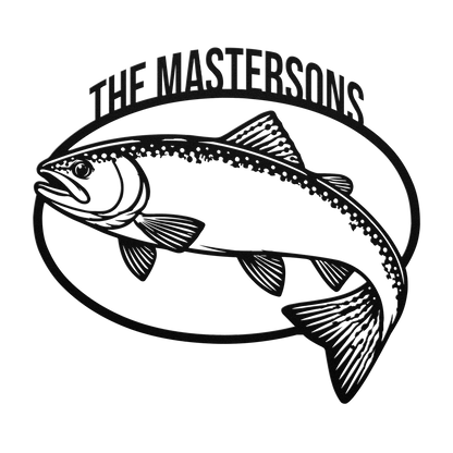 Custom trout fishing metal sign in black — personalized family name wall art
