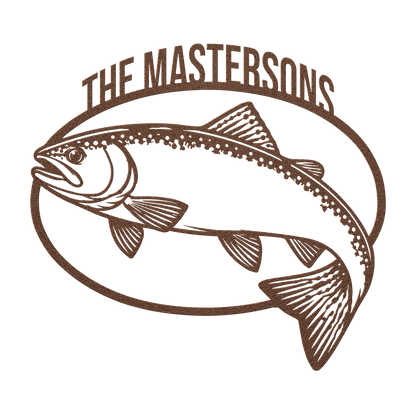 Custom trout fishing metal sign in copper — personalized family name wall art