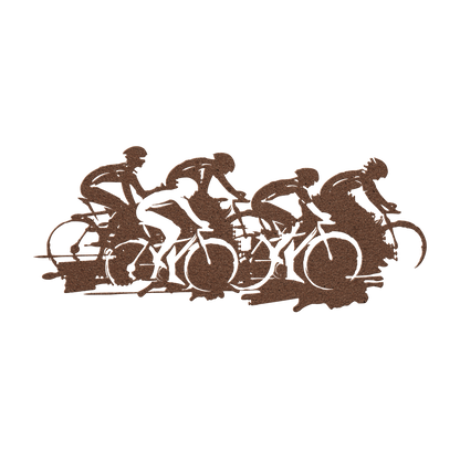 Cycling race metal wall art in copper — road bike peloton sports sign