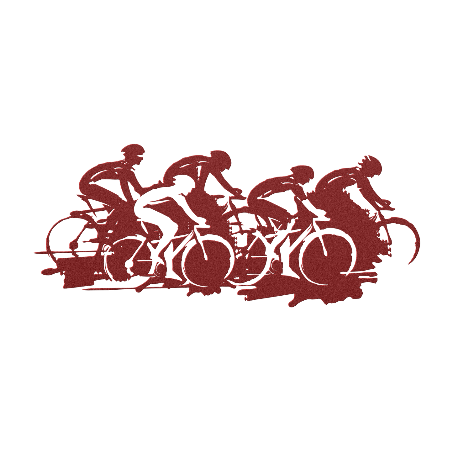 Cycling race metal wall art in red — road bike peloton sports sign