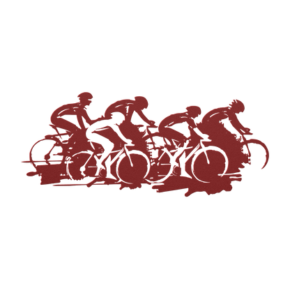 Cycling race metal wall art in red — road bike peloton sports sign