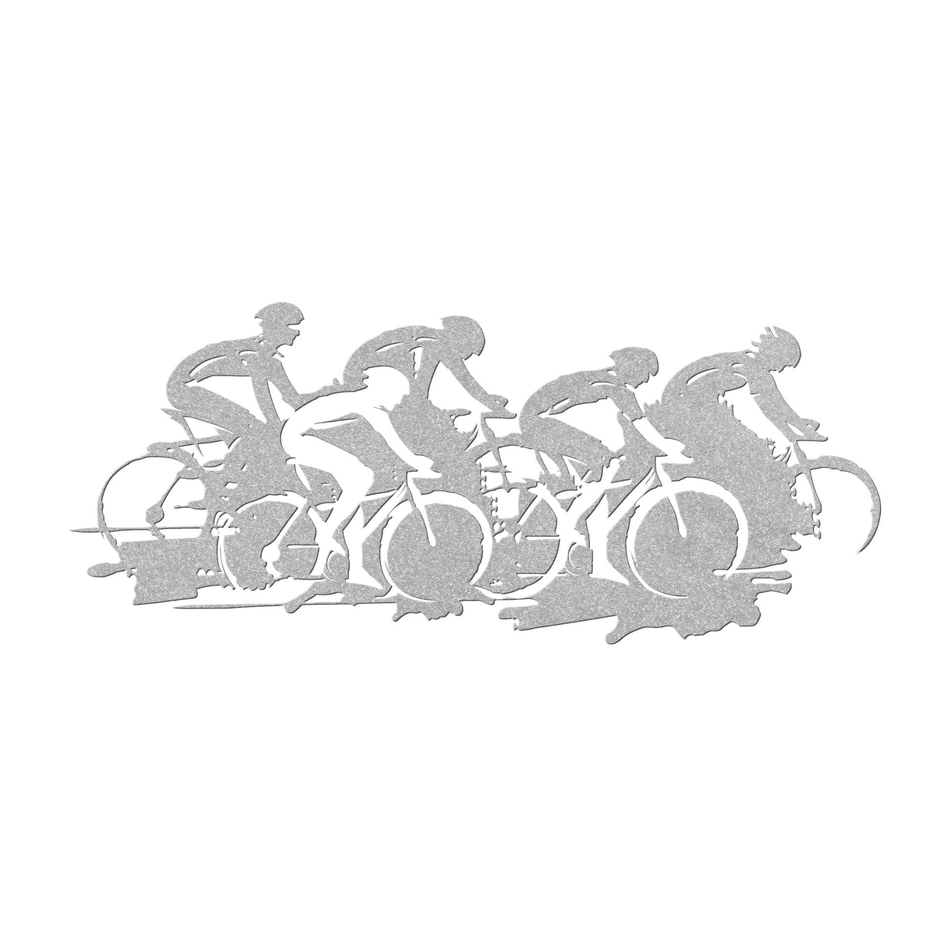 Cycling race metal wall art in silver — road bike peloton sports sign