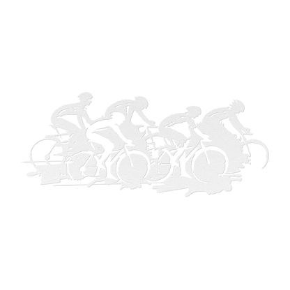 Cycling race metal wall art in white — road bike peloton sports sign