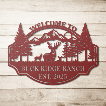 woodland deer metal welcome sign for porch or entryway