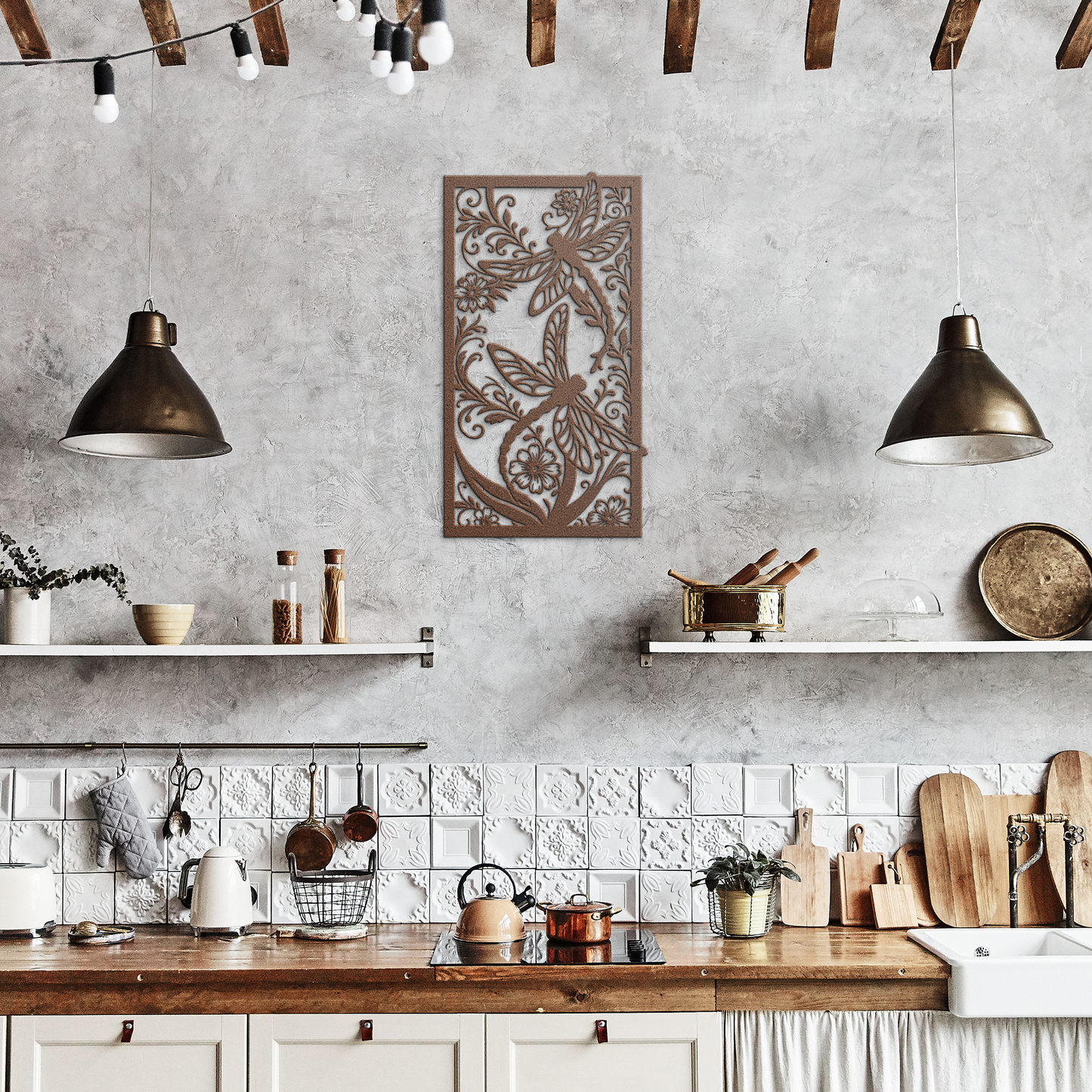 dragonfly flower garden steel sign