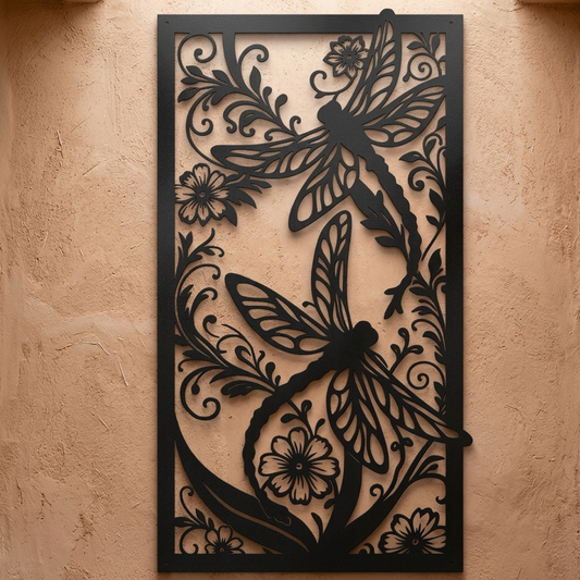 dragonfly floral garden metal sign