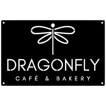 Custom business logo sign in black steel mounted on a brick office wall — personalized metal sign made in USA
