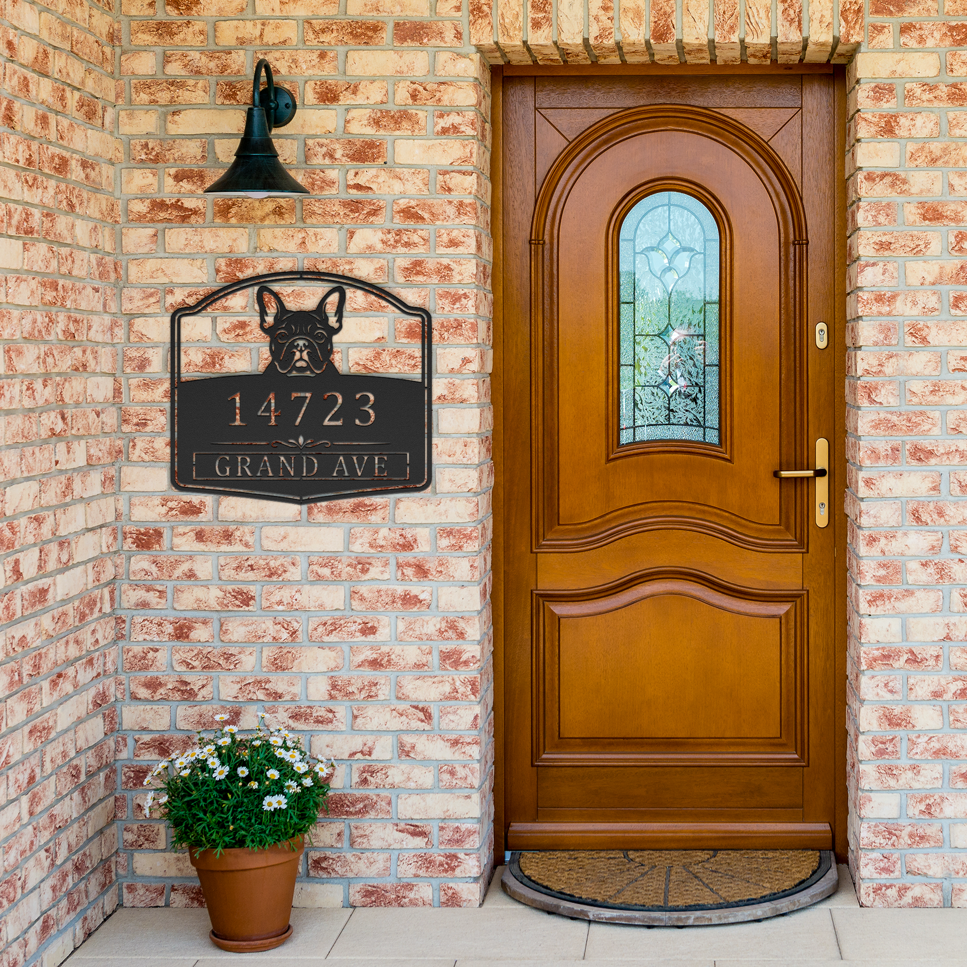 weatherproof French Bulldog metal wall decor for entryway