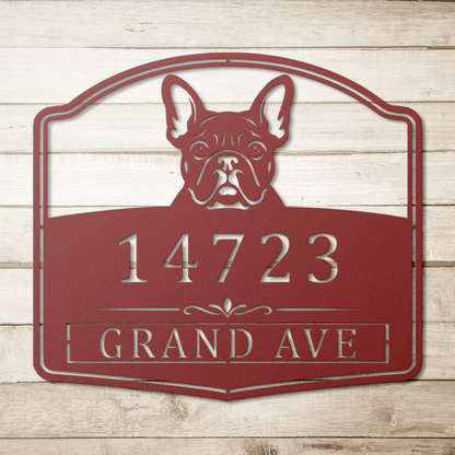 personalized Frenchie house number sign for front porch
