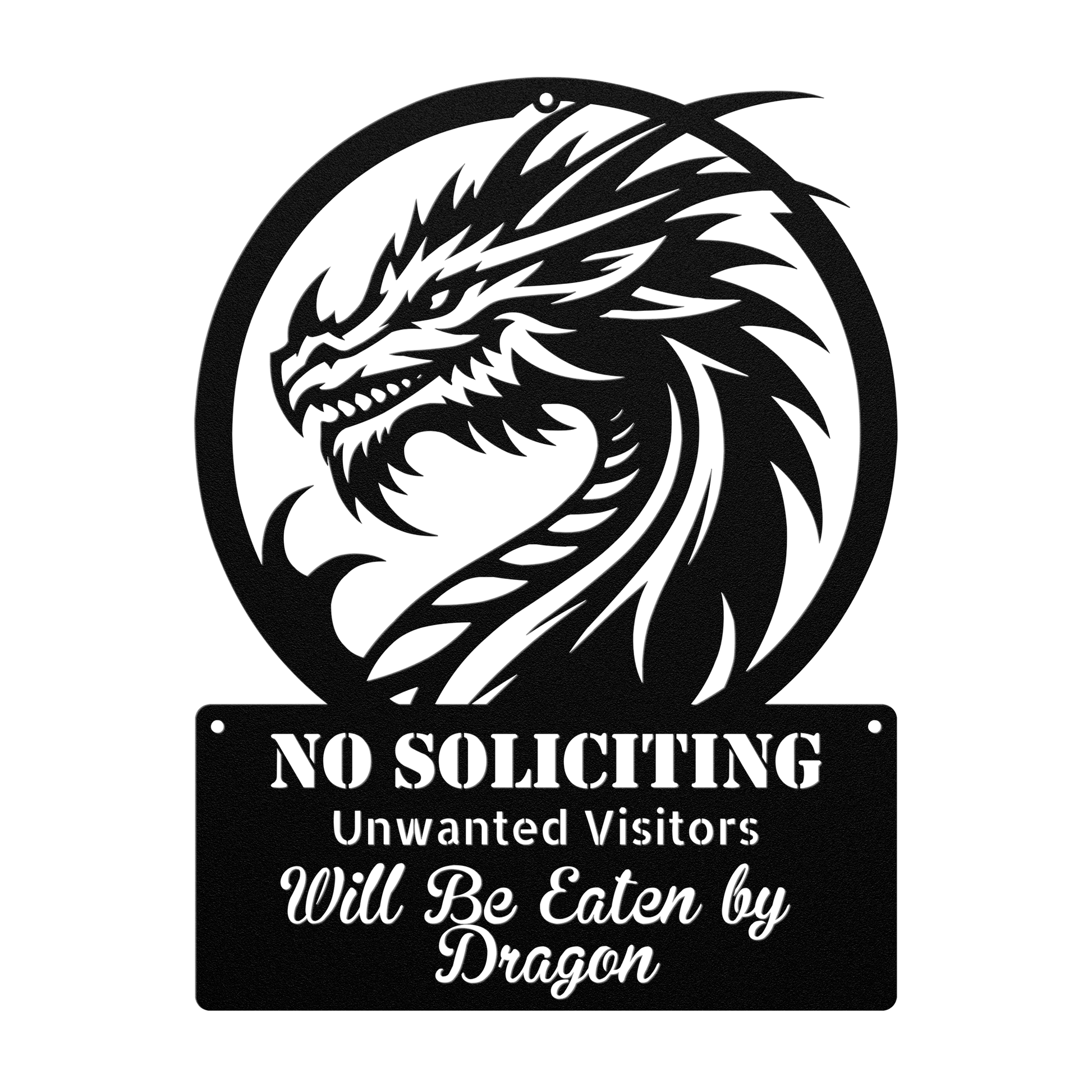 Personalized dragon steel sign – weatherproof funny warning sign