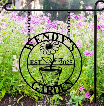 flower garden steel yard sign