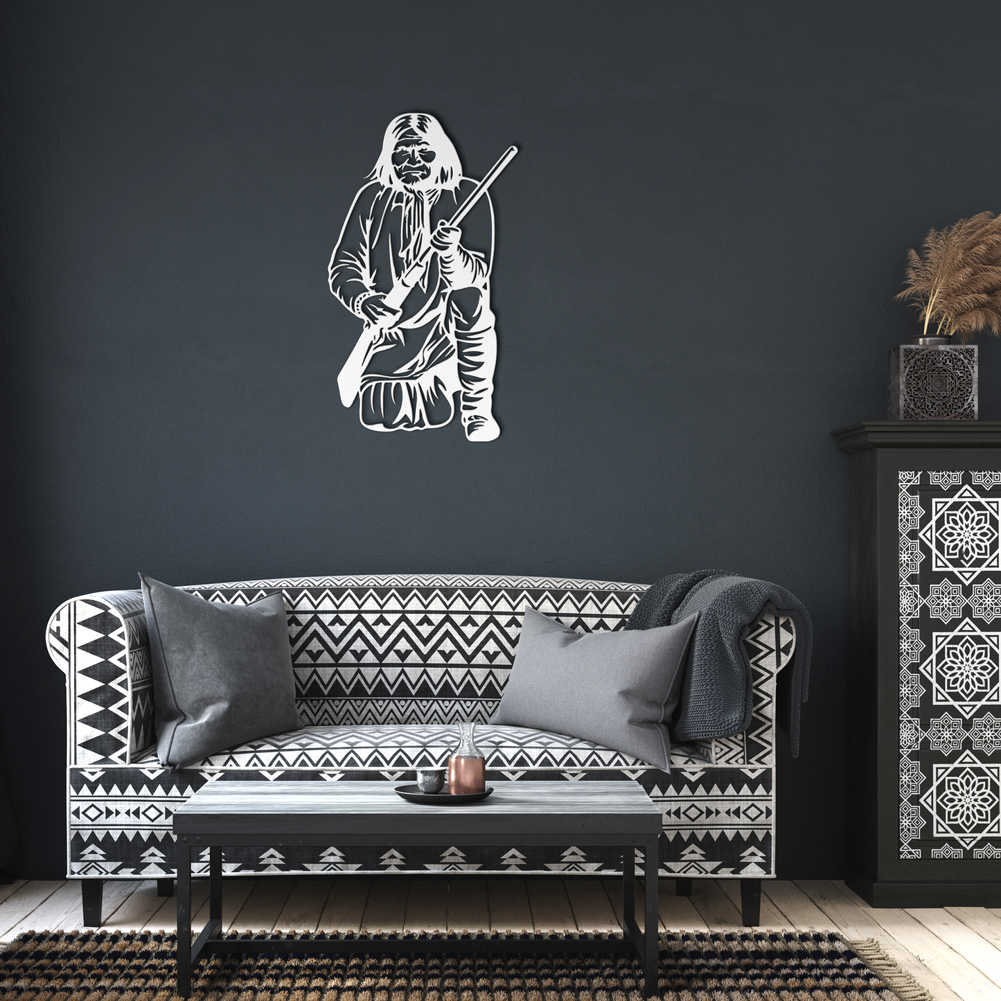 Geronimo_Metal_Sign__Chiricahua_Apach_White_Dark_Living_Room_Mockup.png