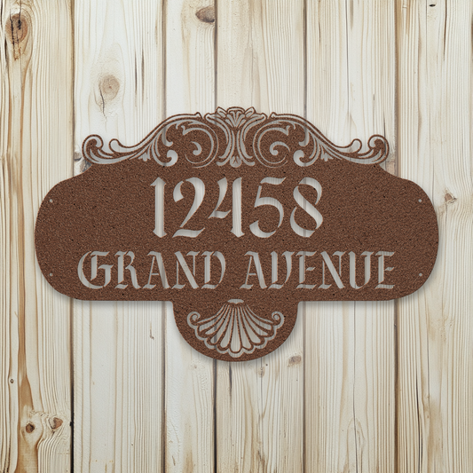 Personalized Art Nouveau metal address sign