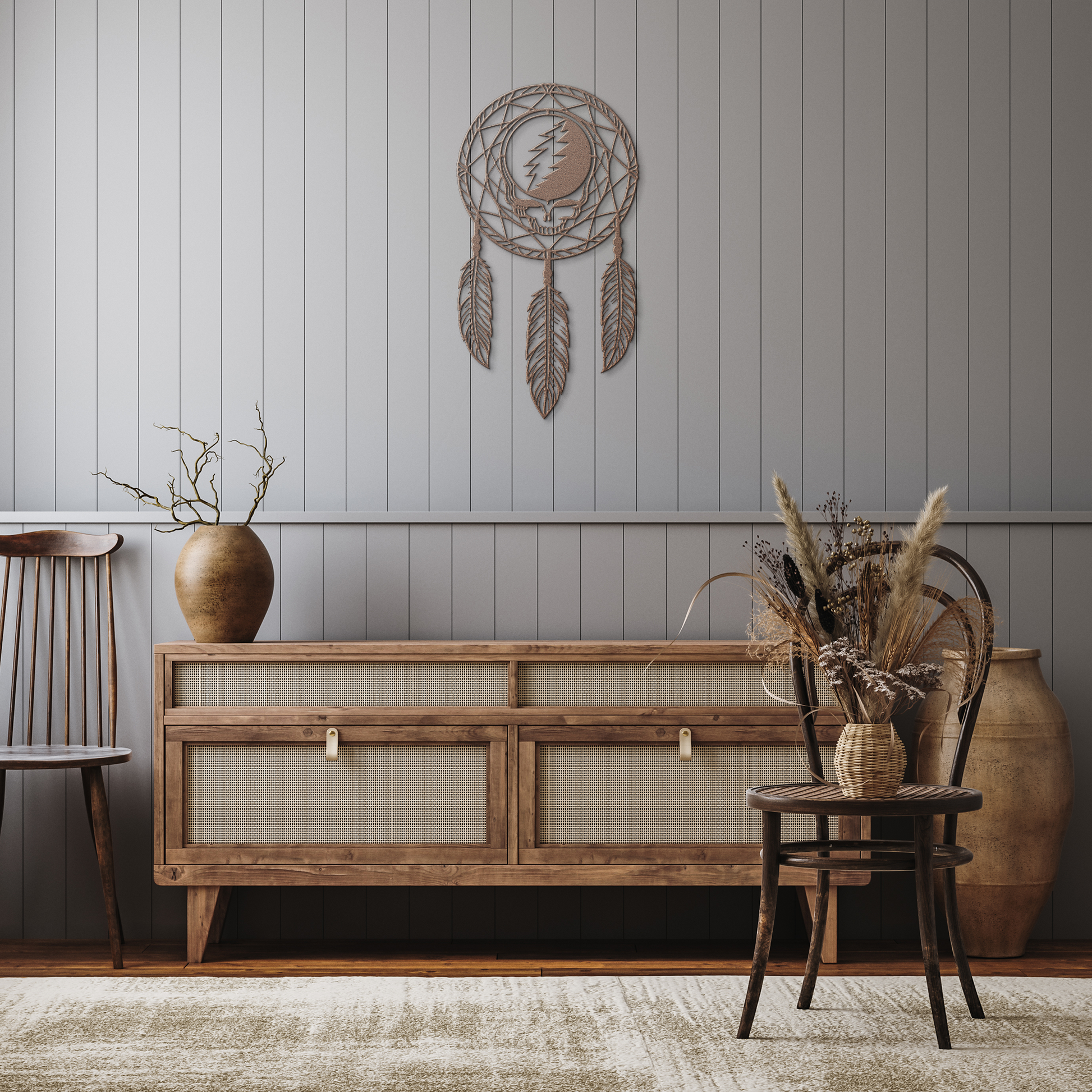 Grateful_Dead_Dream_Catcher_Metal_Wall_A_Copper_Rustic_Hallway_Mockup.png