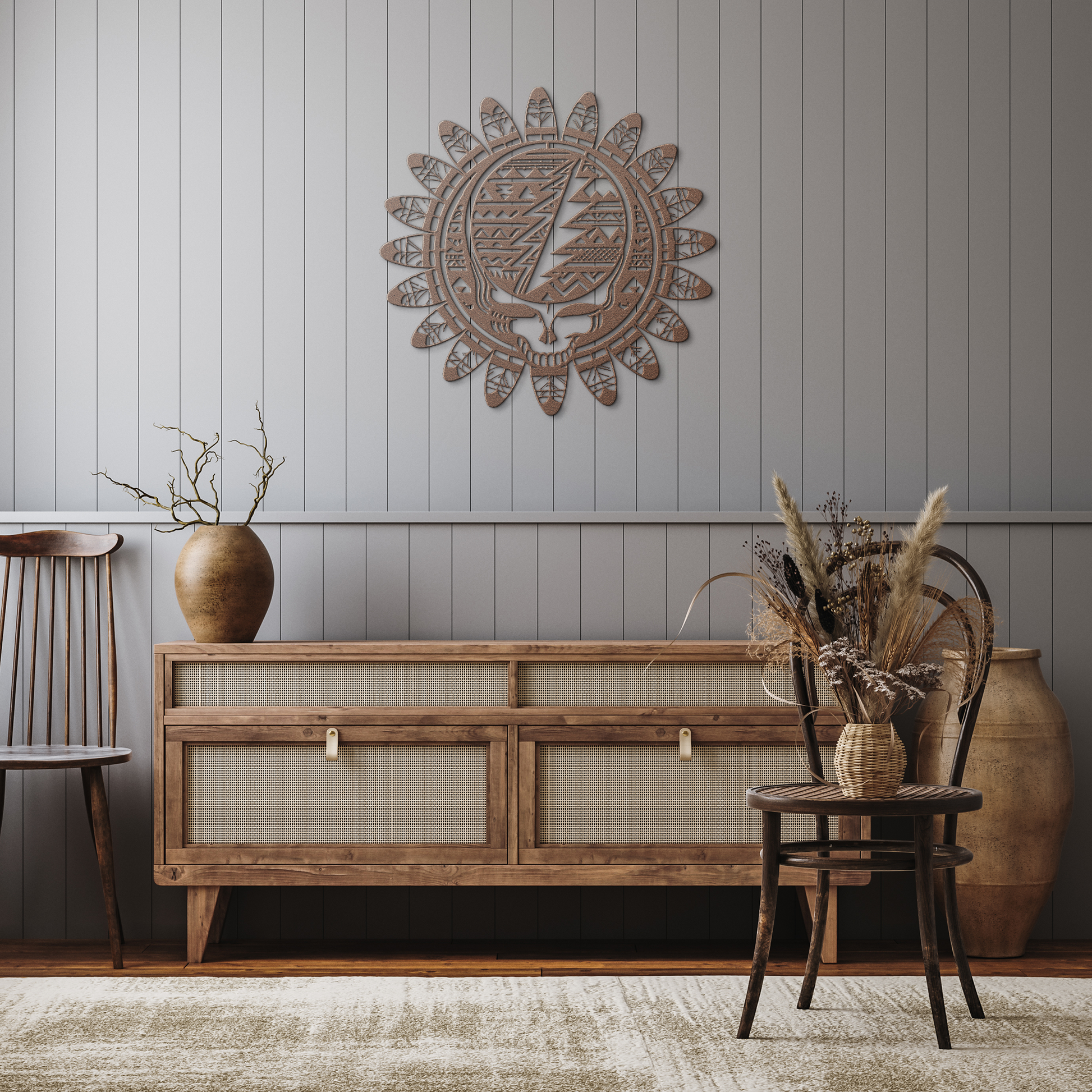 Grateful_Dead_Feather_Warrior_Shield_Met_Copper_Rustic_Hallway_Mockup.png_15504729