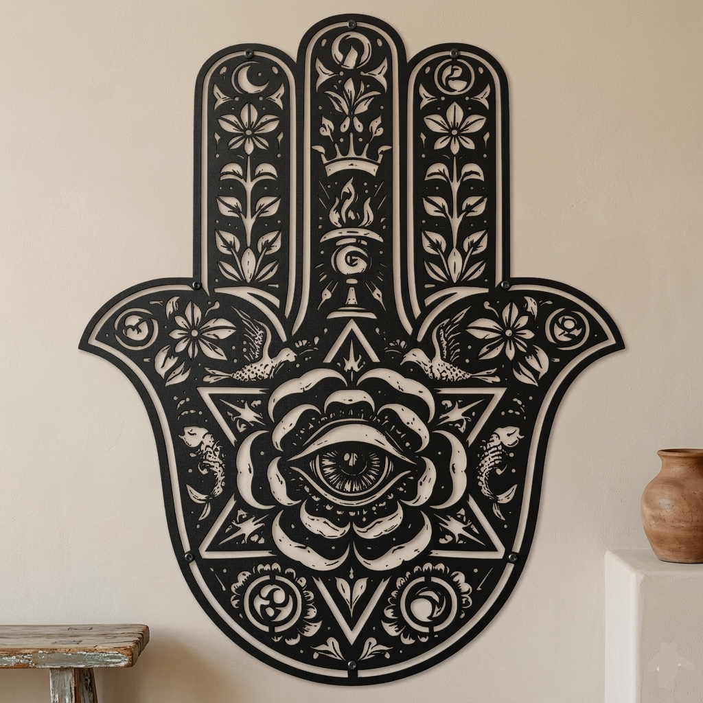 hamsa metal wall art for spiritual home decor