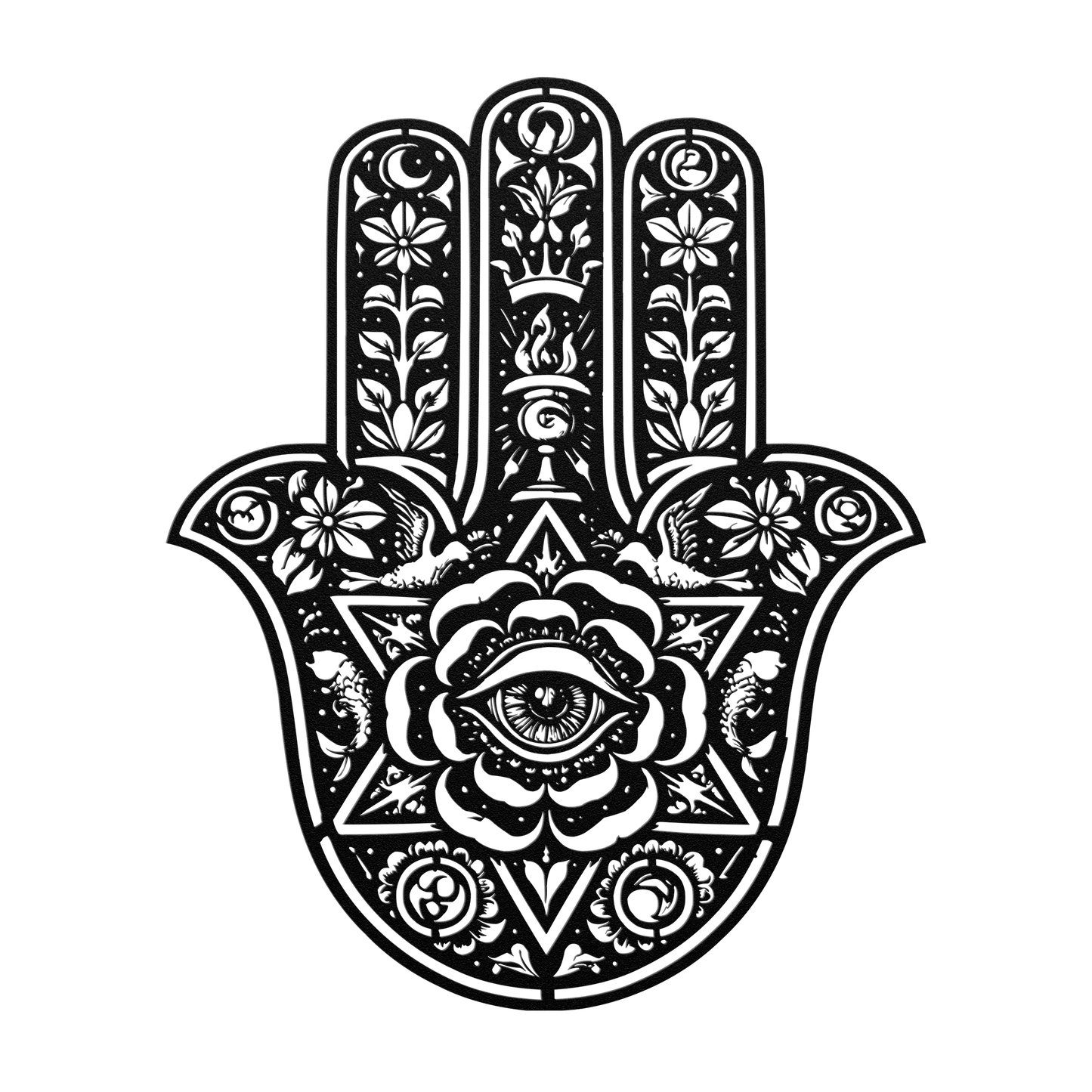 boho hamsa steel wall art made in the USA