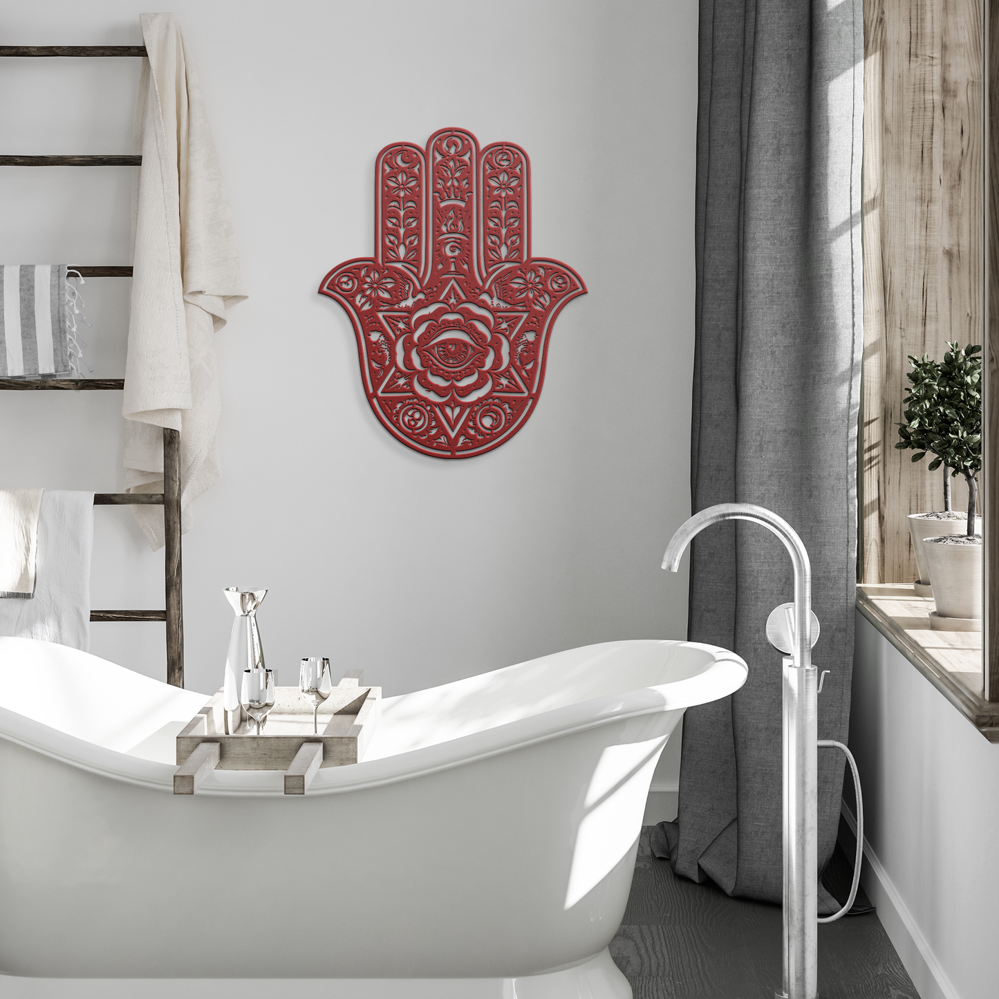 weatherproof hamsa wall decor for entryway or patio
