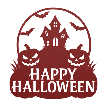 Durable powder-coated Happy Halloween wall art