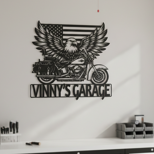 Harley Davidson eagle metal wall art American flag motorcycle sign