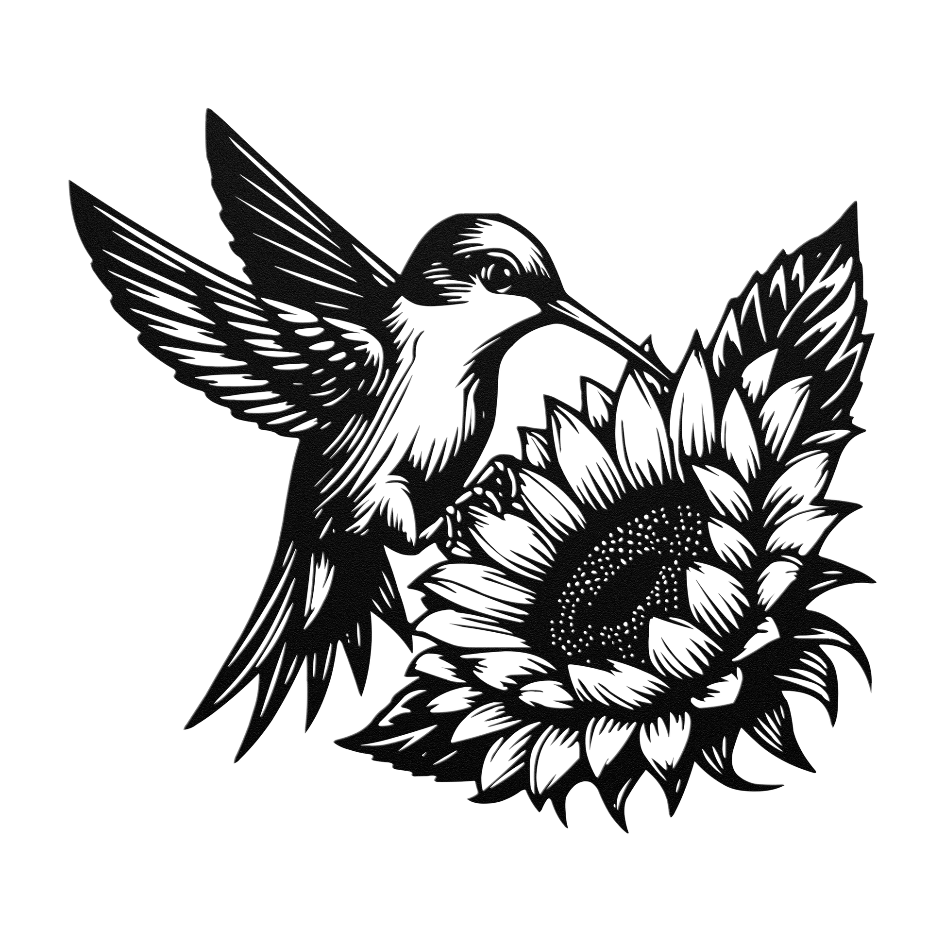 Weatherproof hummingbird and sunflower steel wall art