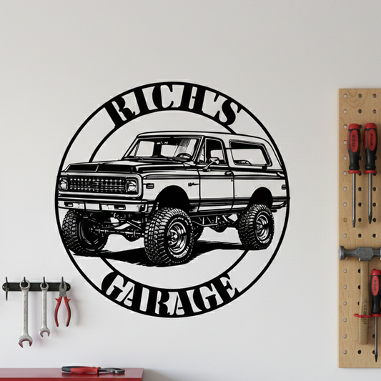 1970s Chevy Blazer classic 4x4 suv metal wall art