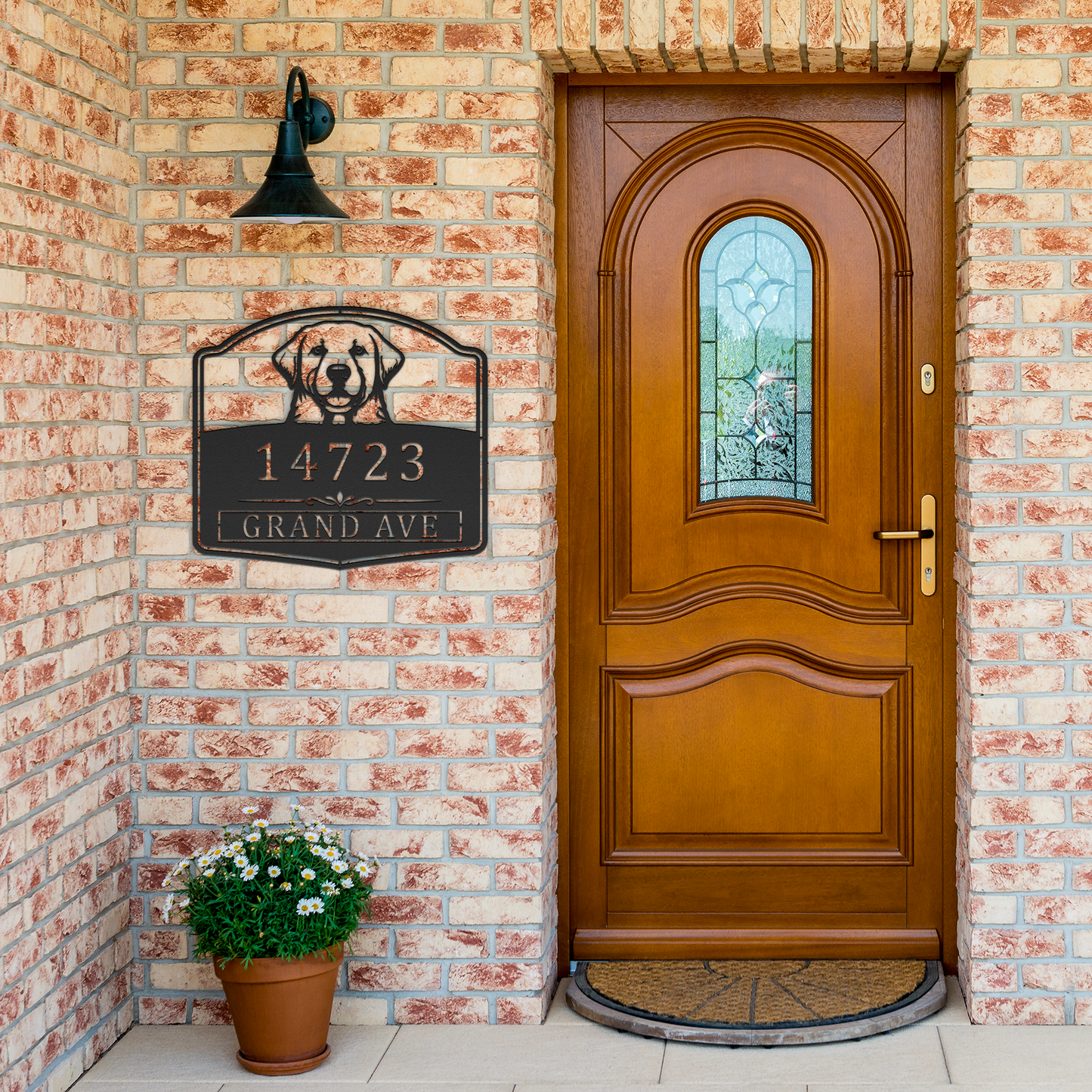 custom dog metal address plaque made in the USA