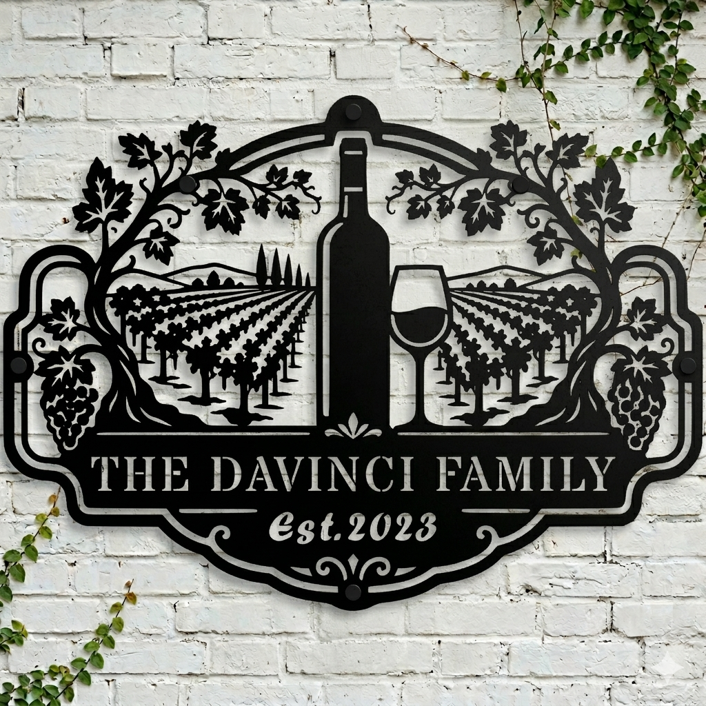 wine vineyard personalized metal sign for home decor