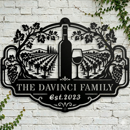 wine vineyard personalized metal sign for home decor