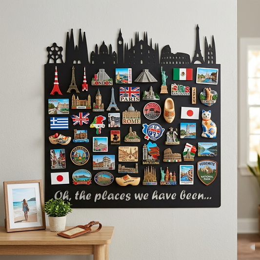 european skyline travel magnet display board for souvenirs