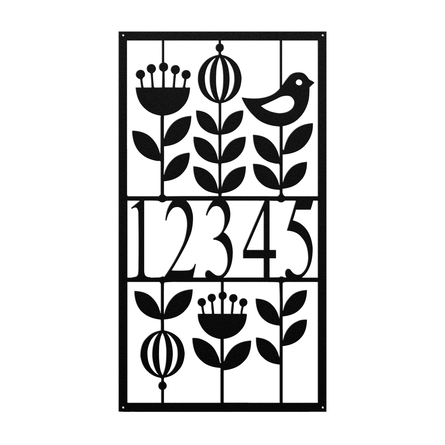 Mid Century Modern Floral Address Sign