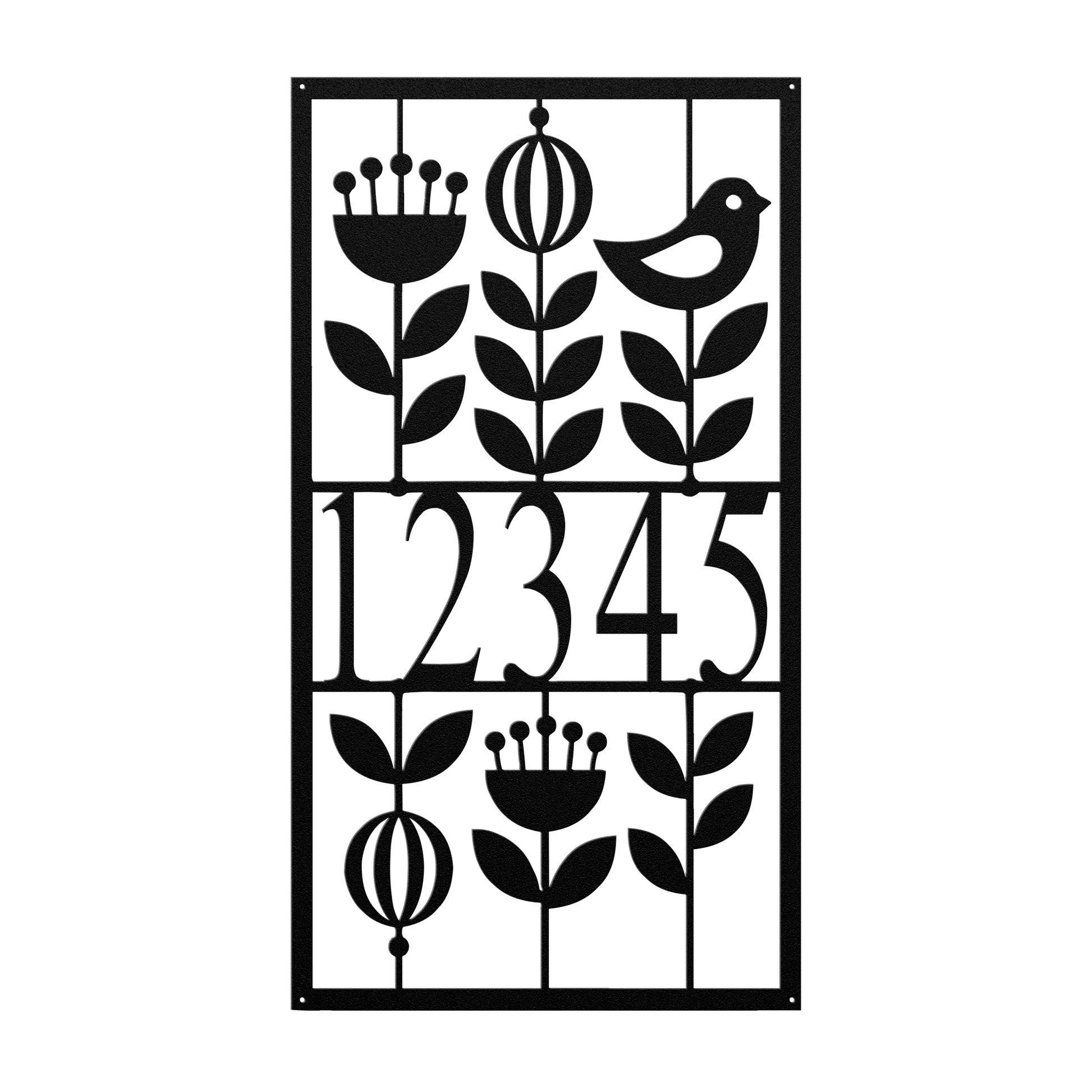 Mid Century Modern Floral Address Sign