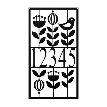 Mid Century Modern Floral Address Sign