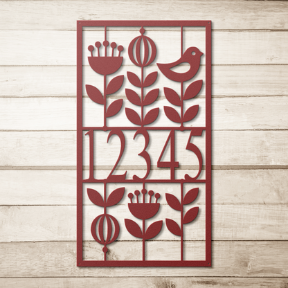 Mid_Century_Modern_Floral_Address_Sign__Red_Simple_Wood_BKGD_Mockup.png_15692909