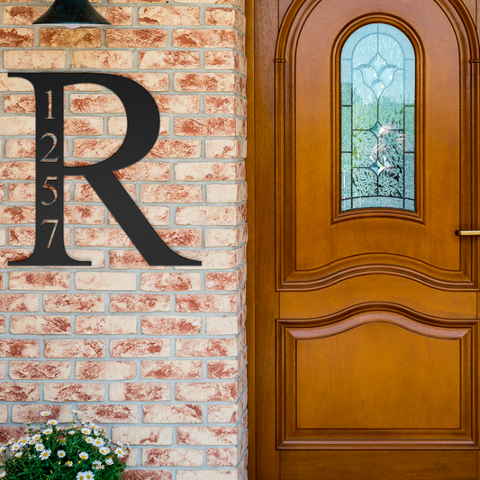 monogram address metal sign vertical