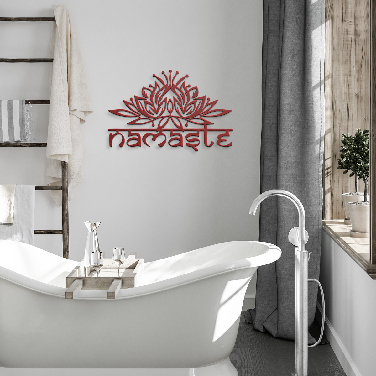 Namaste_Metal_Sign__Lotus_Flower_Wall_Red_Modern_Bathroom_Mockup.png
