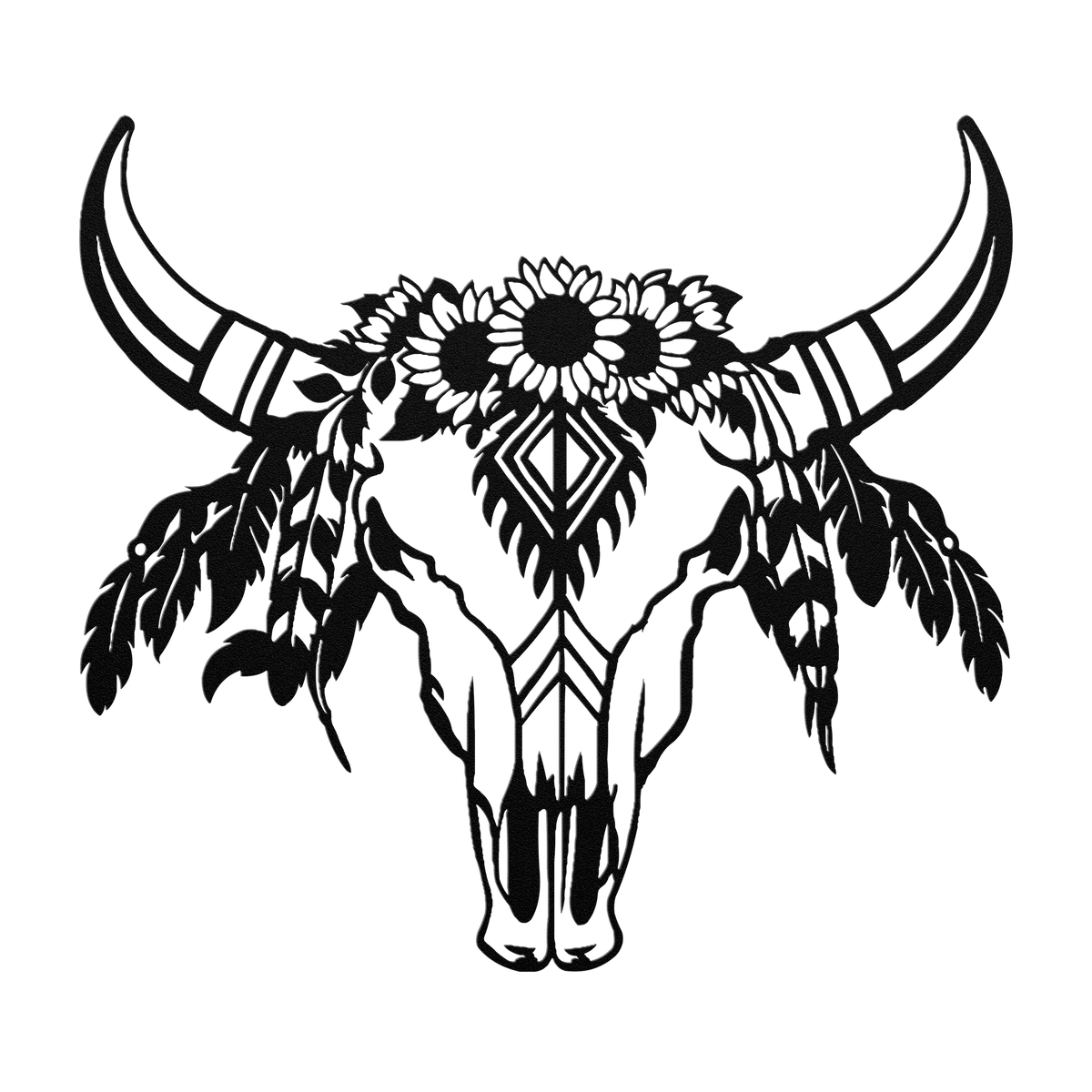 Cow Skull Metal Sign - Native American Design | Durable Steel