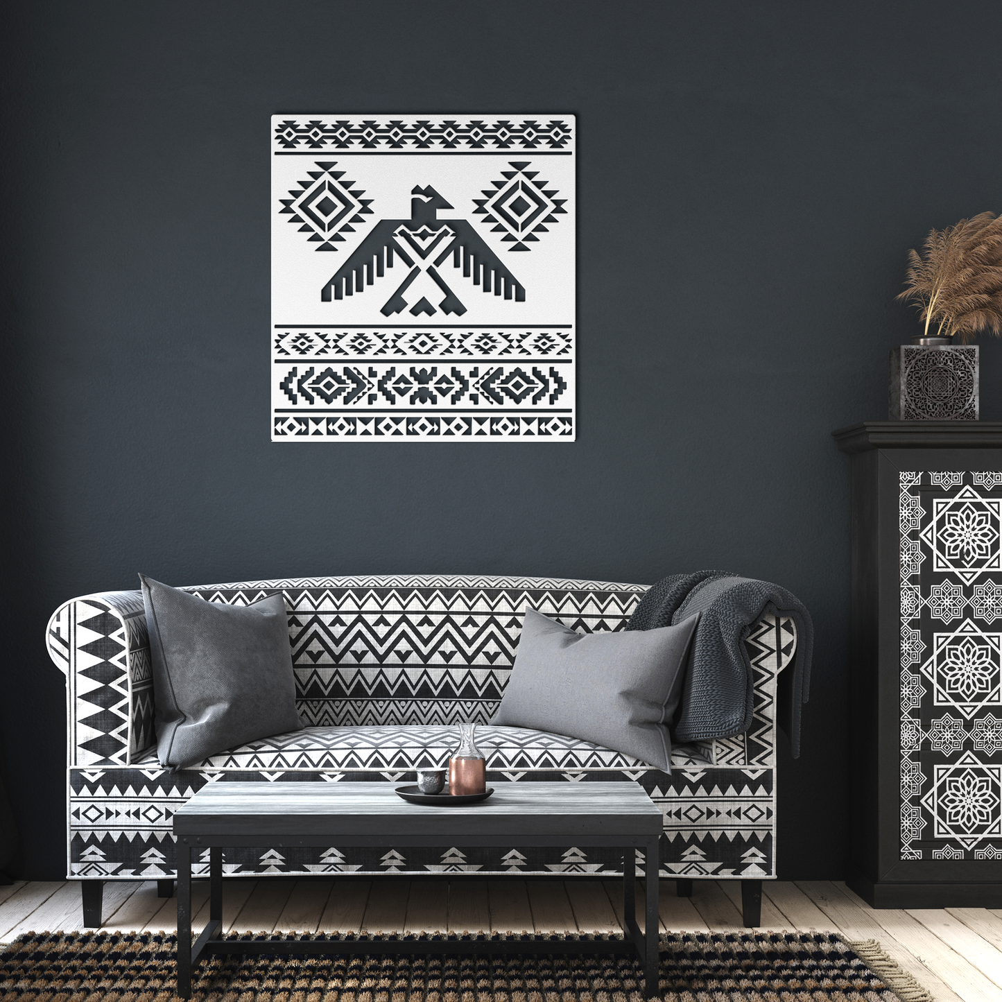 Native_American_Thunderbird_Metal_Wall_A_White_Dark_Living_Room_Mockup.png