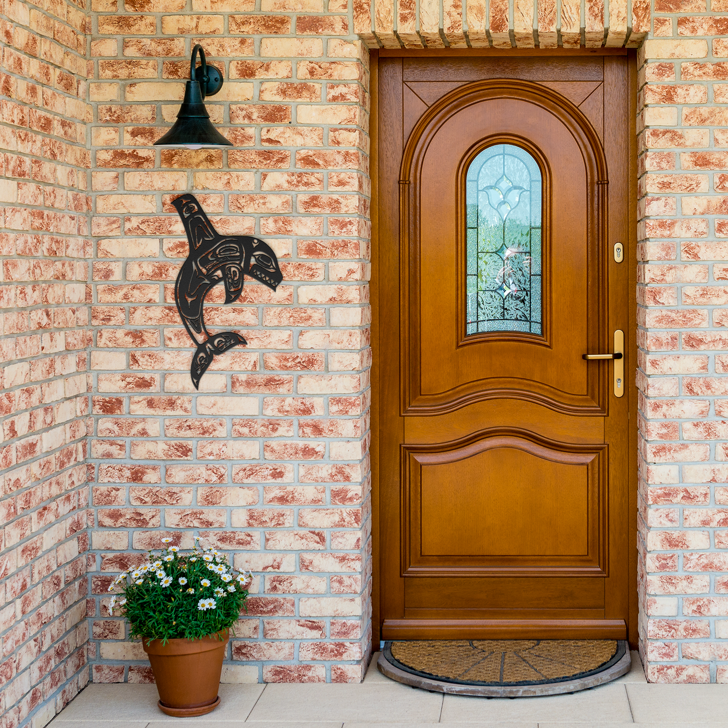 Northwest_Tribal_Orca_Totem_Pole_Metal_A_Black_Brick_Entrance_Mockup.png