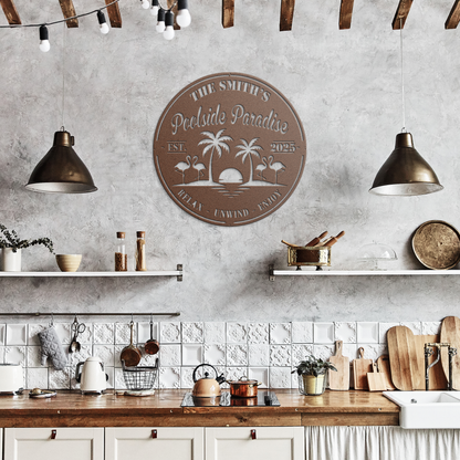Personalized_Poolside_Paradise_Metal_Sig_Copper_Rustic_Kitchen_Mockup.png_15788023
