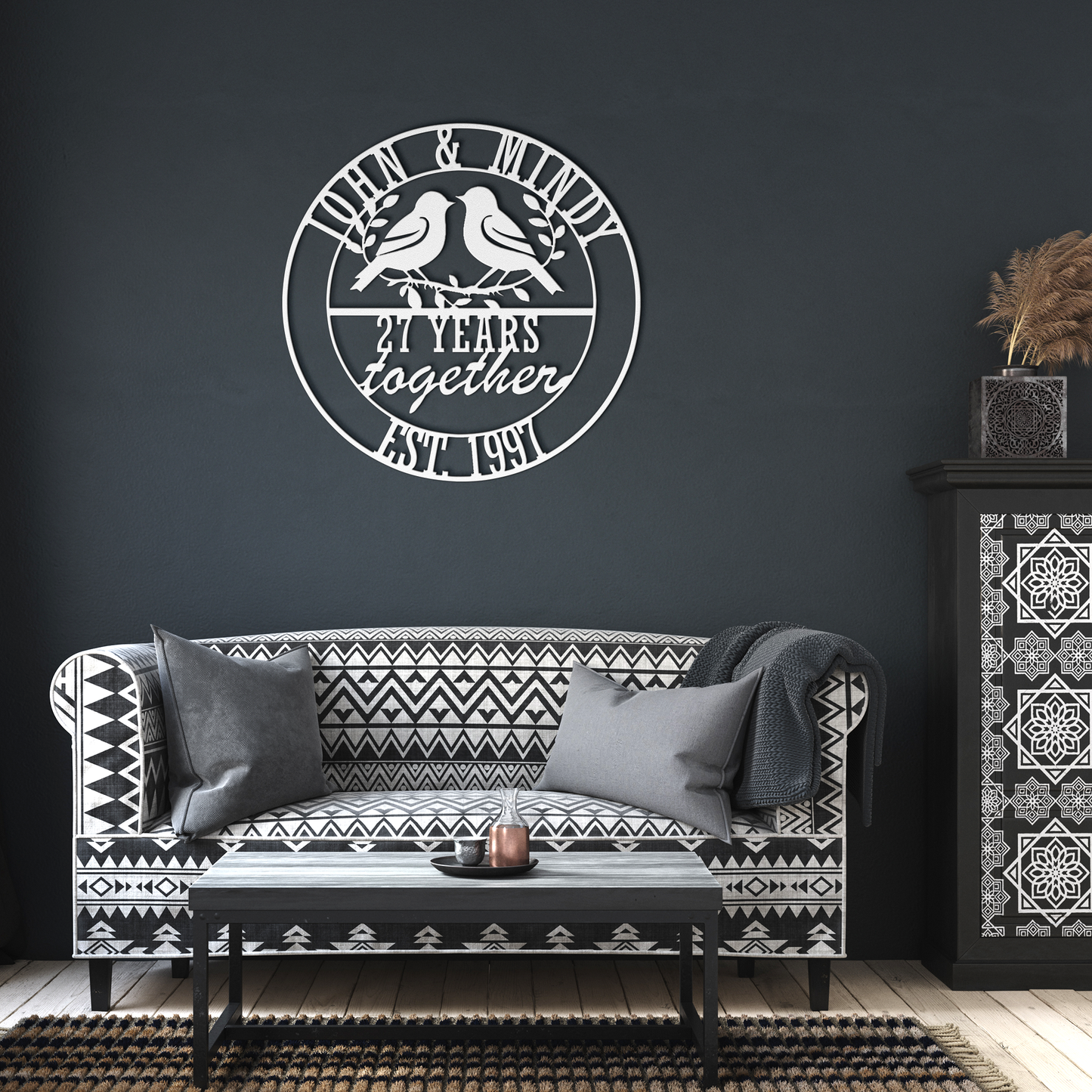Personalized_Wedding_Anniversary_Lovebir_White_Dark_Living_Room_Mockup.png