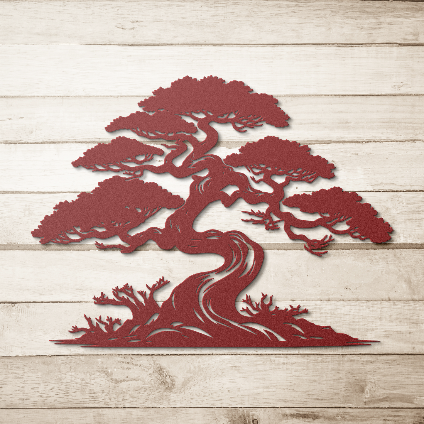 Bonsai metal wall decor in copper finish — minimalist nature steel sign