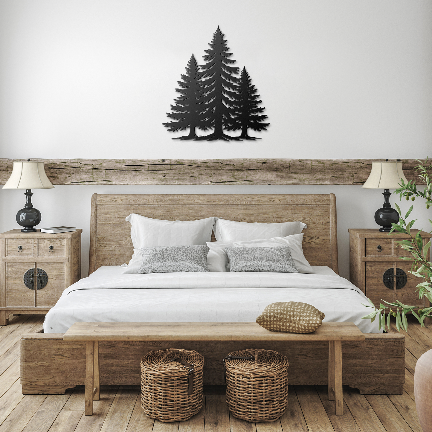 pine tree metal wall art for cabin wall decor