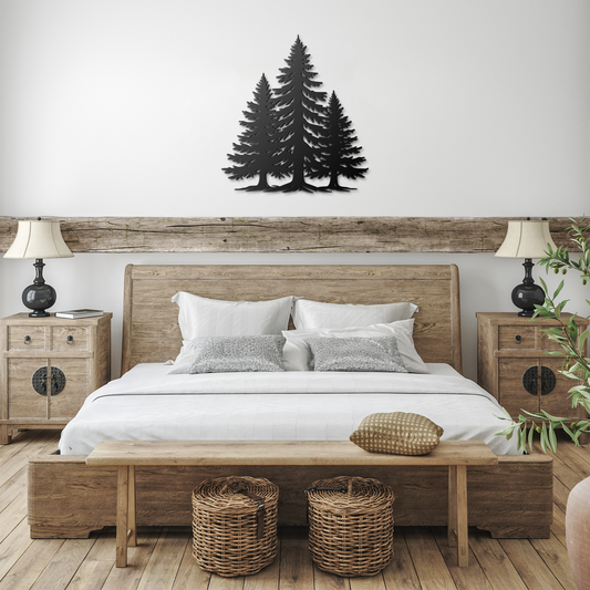 pine tree metal wall art for cabin wall decor