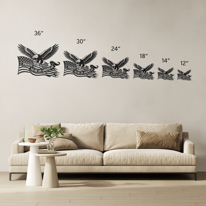 Proud to Be an American metal sign size comparison — 12 to 36 inch options