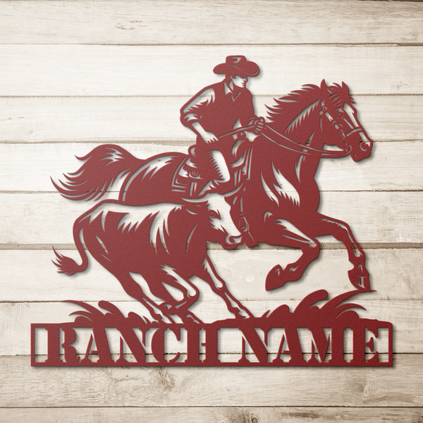 Custom Cowboy Metal Sign - Personalized Western Ranch Art – Metal Art Signs