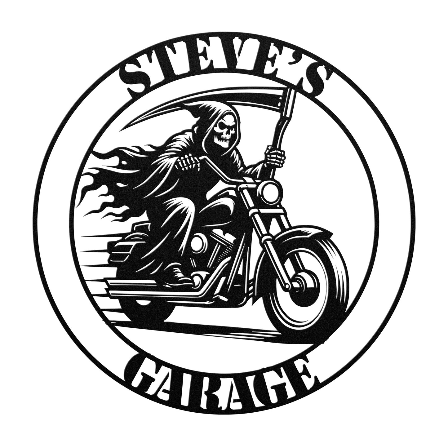 Reaper Riding a Harley Davidson Motorcycle