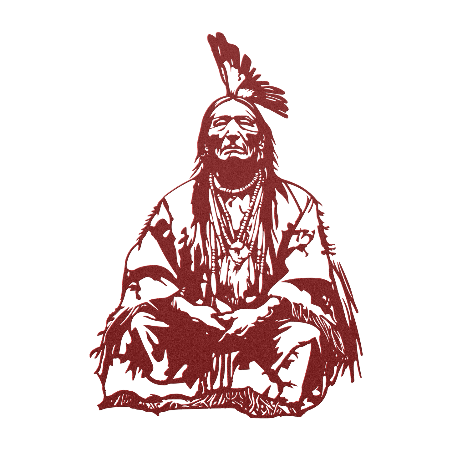 Sitting Bull Tribal Metal Sign – Western Wall Decor