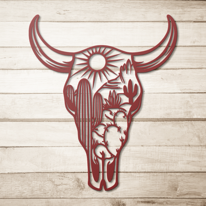 desert cow skull steel wall decor